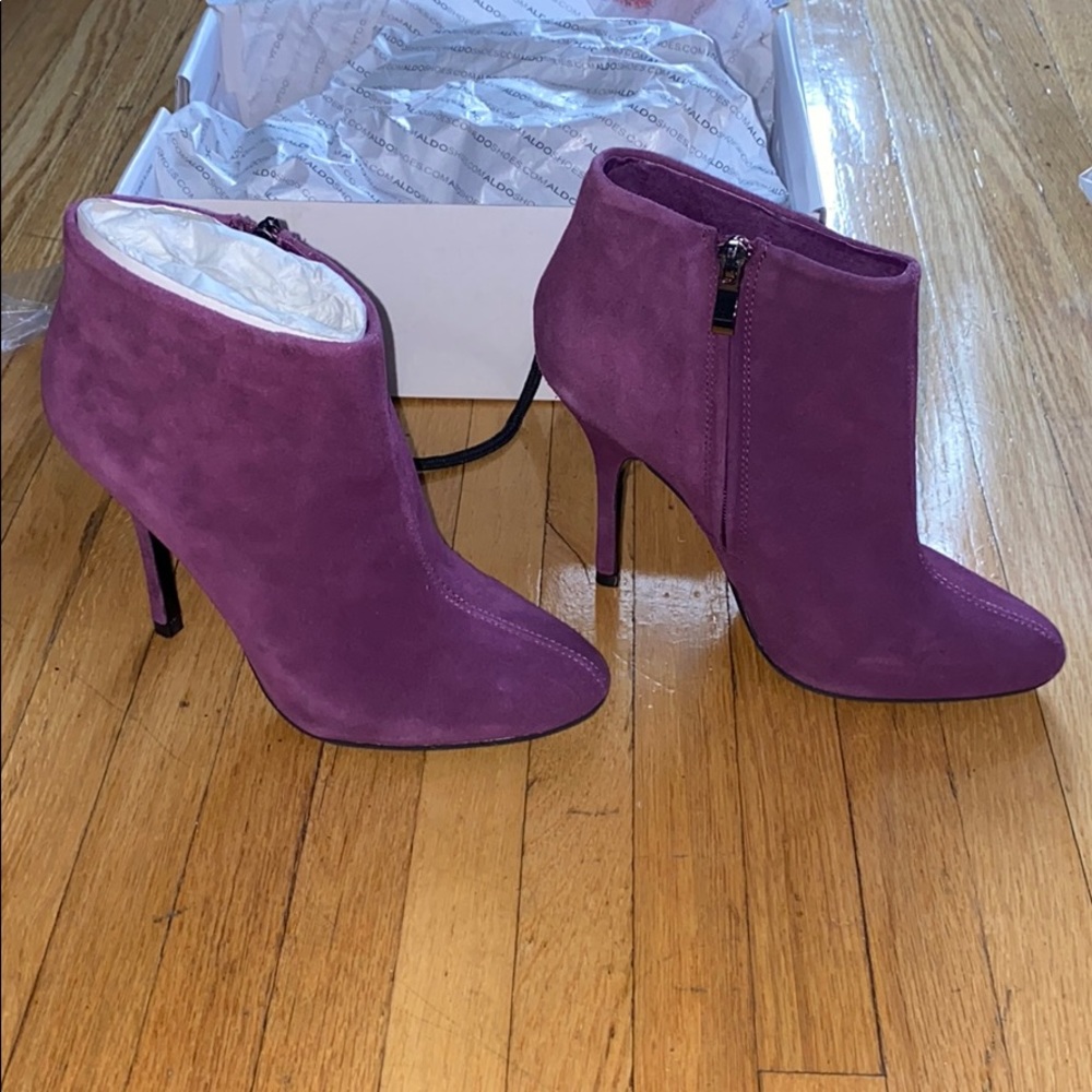 Aldo Purple Suede Ankle Booties